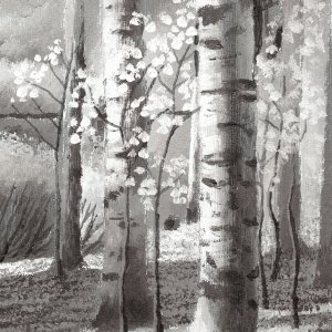 Betulle, di Patrick Ezechiele. Dipinto in bianco e nero, acrilico su carta.