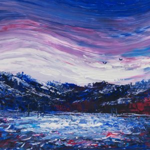 Le vibrazioni di un'amore, di Patrick Ezechiele. Dipinto a colori, acrilico su tela 40 x 50 cm.